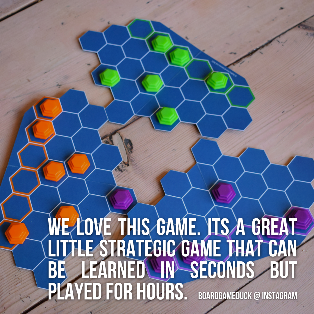 "We love this game. It's a great little strategic game that can be learned in seconds but played for hours." Quote from ButtChess + 1 Review but boardgameduck on Instagram.