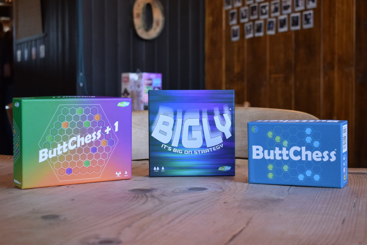 Our first three board games displayed at the Cow Shed near Sittingbourne and example of our Travel games being easy to learn and play on the go